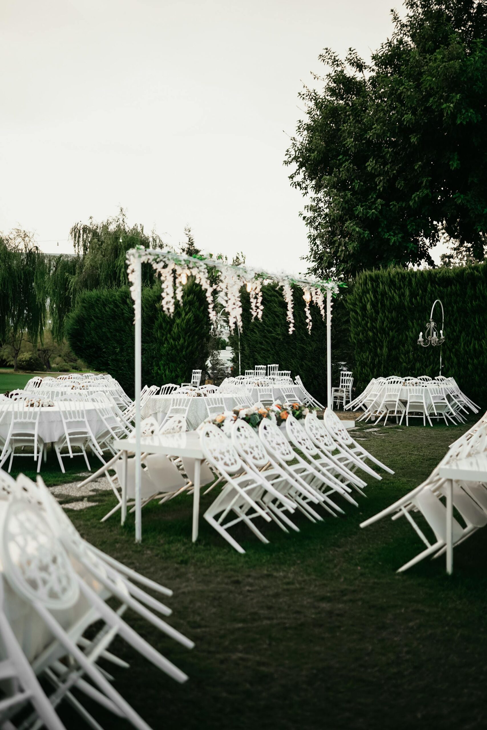 Romantic outdoor garden wedding reception