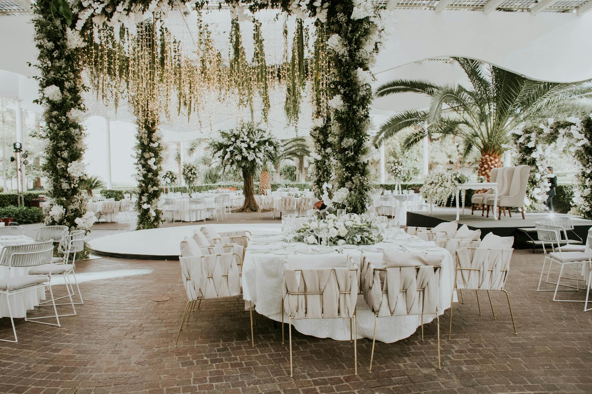 Tropical resort wedding venue with lush greenery