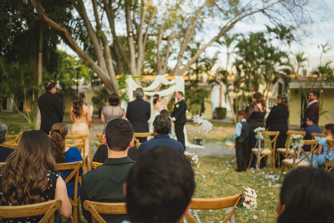 Wedding day timeline — Wedding ceremony setup with altar and aisle decorations